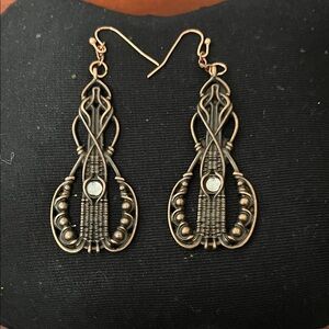 Artisan Bronze Wire Wrapped Earrings